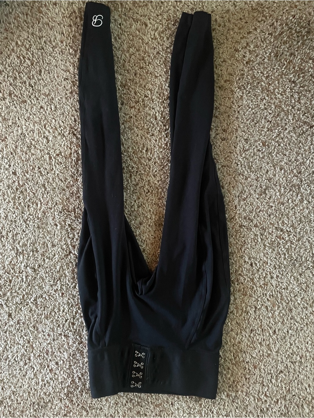 Bombshell Sportswear Black High-Waisted Hook-Front Leggings